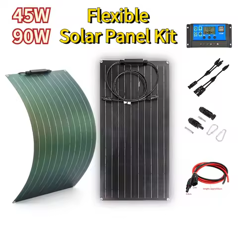Flexible Solar Panel Kit 45 Watt PV Module 90 Watt 12V/24V Solar Cable Cell for Home Outdoor Car Boa