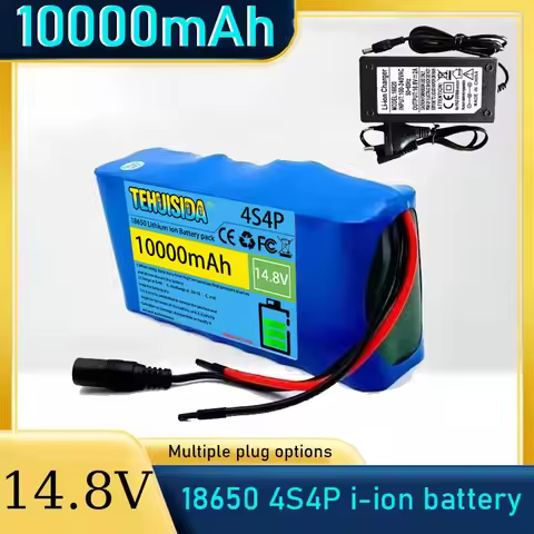 Lithium Battery 4S4P 14.8V 10Ah 18650 BMS 10A Integrated, Night Fishing Lights, Speakers, Radios, 14