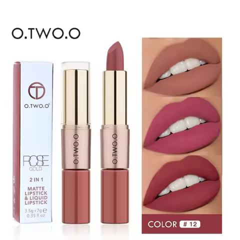 O.TWO.O 2 IN 1 Matte Lipstick&Liquid Lipstick 12 Colors Makeup Lip Glaze Waterproof Batom Lip Cosmet