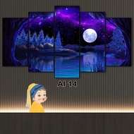 Tranh Phong Cảnh Anime 5 Tấm Ghép Dán Tường Fomex 5mm Dán Keo Chuyên Dụng BH Vận Chuyển Decor Nhà Cử