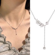 Accessories Silver Tassel Peace Simple High-end Niche Necklace Collarbone Women Design Tassel s925Su