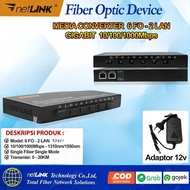 Fiber Optic Media converter 6 FO to 2 LAN Gigabit 1000 Mb/s Netlink.