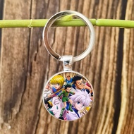 Fashion Hunter X Hunter Keychain Anime Figure Art Photo Glass Round Bag Pendant Key Rings Accessories Key Holder