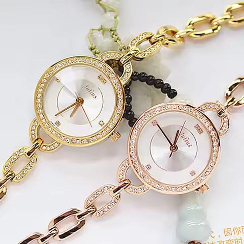 Julius Lady Women's Watch Fashion Hours Rhinestone Chain Bracelet Business Girl Birthday Gift Box