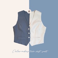 (Dark blue- Cream) Depends’ color adaptive vest suit สูทแขนกุดสลับสีได้