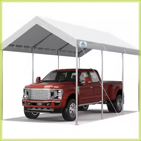 10x20ft Heavy Duty Carport Canopy Garage Party Tent Boat Shelter, Adjustable Height 9.5-11ft, White