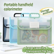 Handbag A4 Transparent Button File Bag with Large Capacity, Three-Dimensional PP Waterproof Storage 