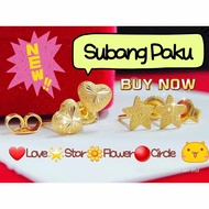 Wing Sing Subang Paku Love Star Bunga Tulen Anting Anting Bajet Fesyen Emas 916 / 916 Gold Budget Stud Earrings 心型耳钉