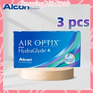 (3 pcs) Alcon Air Optix Plus Hydraglyde Monthly Disposable Lens Clear Contact Lenses