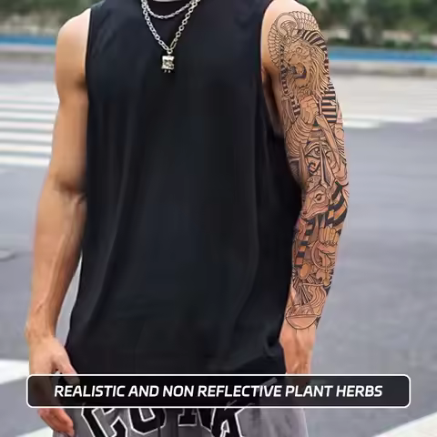 Long-lasting waterproof full-arm Anubis element temporary tattoo stickers non-reflective tattoo colo