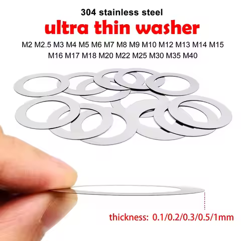 0.1 to 1mm M2 M2.5 M3 M4 M5 M6 M8 M10 M12 to M40 Ultra Thin Flat Washer Adjust Gasket Precision Shim