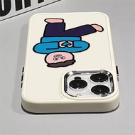 New Fun Boy Cartoon Pattern Phone Case Compatible for IPhone 13 15 12 11 14 Pro Max XR X XS MAX 15Plus Se2020 7/8 Plus Soft Silicone Anti Drop Large Hole Metal Frame Phone Case