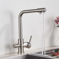 cod 2025 New Chrome Pure Water Kitchen Faucet Pure Water Filter Crane Double Handle Hot and Cold Wat