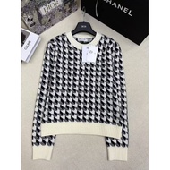 Z2OM DR * Autumn Winter Houndstooth Round Neck Knitted Pullover Classic All-Match Women's Clothing