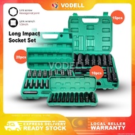 VODELL 10pcs 1/2 Inch Long Impact Socket Set Black Deep Box Set Tool Set 8mm - 24mm Sepana Alatan 工具