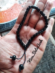 Gelang Tasbih Batu Giok Hitam Black Jade Original Asli Aceh Tabung 33 Butir