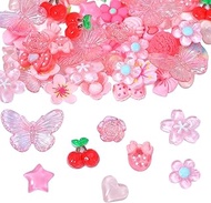 Tucnoeu 60pcs 3D Junk Charms Kit,Kawaii Resin Decoden Charms for DIY Phone Cases,Cute Bow Charm,Pear