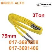 ARMSTRONG Heavy Duty 3Ton 75mm Yellow Colour Webbing Sling with Inspection Cert Tag Tali Angkat Tali