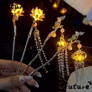 FUTURE Glows Lantern Flower Hairpin, Ancient Style Chinese Style Lotus Emit Light Hairpin, Fashion V