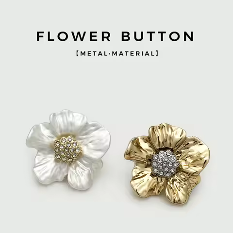 8Pcs/lot 23mm High-end diamond-encrusted flower metal button suit jacket irregular five-petaled flow