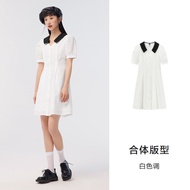 ชุดเดรสผู้หญิง Semir แขนพอง คอวี ทรงเอ ผ้าฝ้าย สไตล์ฮัทที่น่ารักและสง่างาม