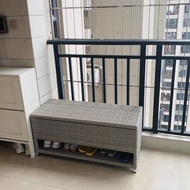 HY-6/Mengjia Outdoor Garden Waterproof and Sun Protection Rattan Multi-Functional Shoe Cabinet Balcony Seat Shoe Changin