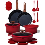 CAROTE 20pcs Titanium Cookware Set, Detachable Handle Pots and Pans Set