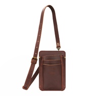 CRAZY HOURSE TYPE GENUINE COWHIDE MINI WAIST BAG