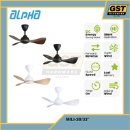 Alpha 33" Alkova Mili 3 Blade Mini Baby Ceiling Fan 12 Speed Remote Control DC Motor 33 inch Kipas A