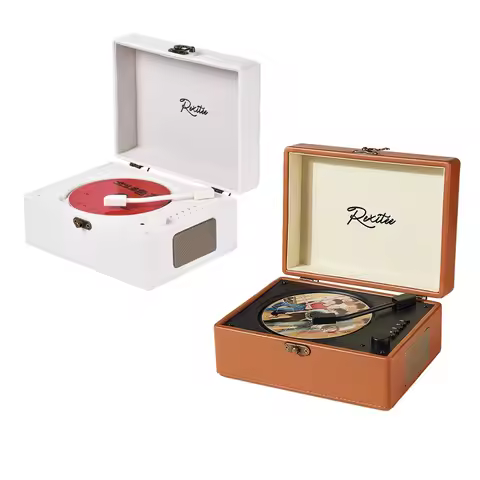 Vintage Leather CD Player Two-way Bluetooth 5.0 Built-in Speaker Portable Rechargeable CD Music Play