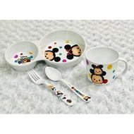 ** Duo Bowl Set Glass And Spoon And Fork Cartoon Pattern T-Zoom Zoom (Quantity 3 Pieces) by Superwar