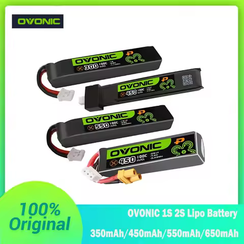 OVONIC 1S 2S 350mAh/450mAh/550mAh/650mAh Lipo Battey With BT2.0/ PH2.0/XT30 Plug for RC FPV Racing D