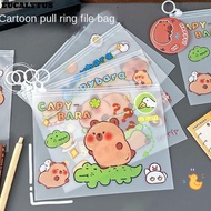 EUCALYTUSS Capybara File Bag, Cute Cartoon Transparent Test Paper Storage Pouch,  PVC Portable Large