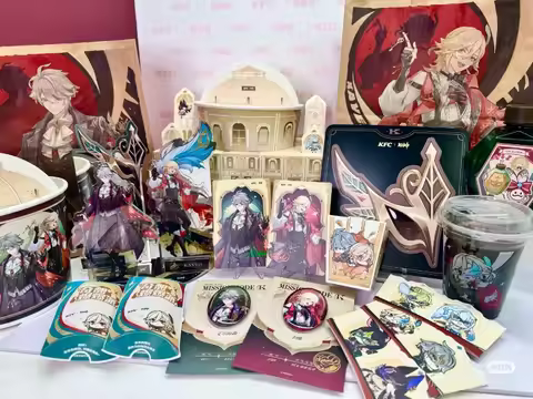 Official Anime Genshin Impact X KFC Cosplay Alhaitham Kaveh Acrylic Standing Plates Cup Badges Castl