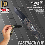 Milwaukee FASTBACK Camo Spring Assisted Folding Flip Knife 48-22-1535 / Life Time Warranty / Suitable For Camping