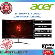 Acer 27" ED270R S3 Curved Gaming Monitor Nitro (VA FHD 1ms 180Hz HDMI DP FS HDR VESA)