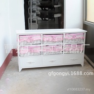 Solid Wood Pastoral Bedroom White Multi-Layer Drawer Type TV Cabinet Fashion TV Cabinet Drawer Cabin