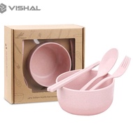 6 Pcs VISHAL Wheat Tableware Set Bowls / Plates / Spoons Family Tableware