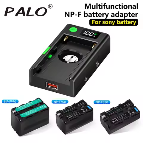 NP-F550 F750 F970 Battery+NP-F Battery Charger Battery Adapter Plate with DC12V DC8.4V USB Output fo