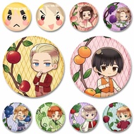 Hetalia Anime Soft Button Pin Cute Cartoon Character Chibi Brooch Round Snap-in Badge Bag Clothes De