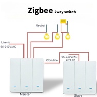 Zigbee 2way Button switch WiFi Light Switch Button No Neutral Wire EU 2 Way 1 2 3 4 Gang 2pcs Smart 