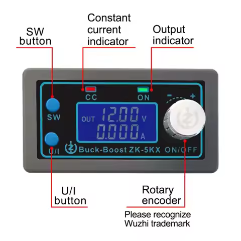 ZK 5KX DC DC Buck Boost Converter Programmable CC CV 0.6-36V 5A 5V 12V 24V 80W Power Module Adjustab