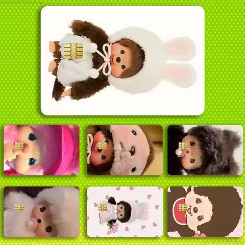 Cute M-monchhichis-s Credit Card HD Stickers Game Card Decal Card Matte Film Skin Small Chip Waterpr