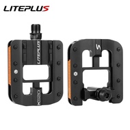 LITEPLUS Folding Bicycle Bike Pedals Foldable Pedals Bicycle Aluminum Alloy Pedal Anti-skid Spikes With Reflector