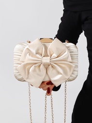 GFS store Premium Elegant Bow Decoration Dinner Bag Glitter Clutch Bag Shoulder Bag