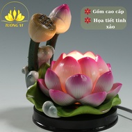 Lotus altar lamp, ceramic altar lamp, decorative altar lamp for ancestral altar, Buddha altar, pink 