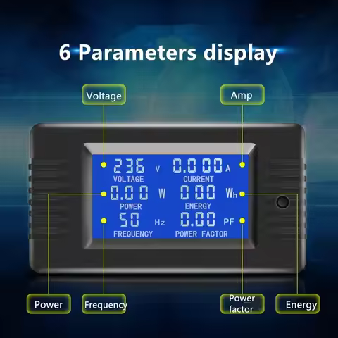 PZEM-022 6in1 220V 5A, 10A, 100A Digital AC Voltmeter Volt Amp Tester Smart Electricity Home Load Vo
