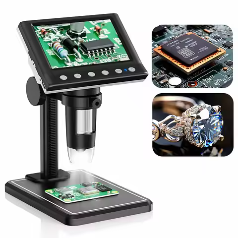 Hayve 4.3'' Digital Microscope 1600X USB Microscope 1080p Soldering Microscope with 8 LEDs Compatibl