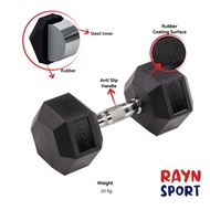 ROX Barbell Dumbbell Hexagonal Rubber 20 Kg
