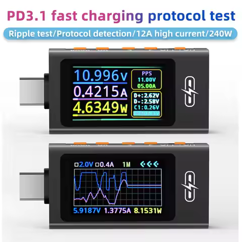 UT01C Type C Tester 4-30V 12A Multi-function Digital Display Voltage Ammeter Power Meter Type-c Cell